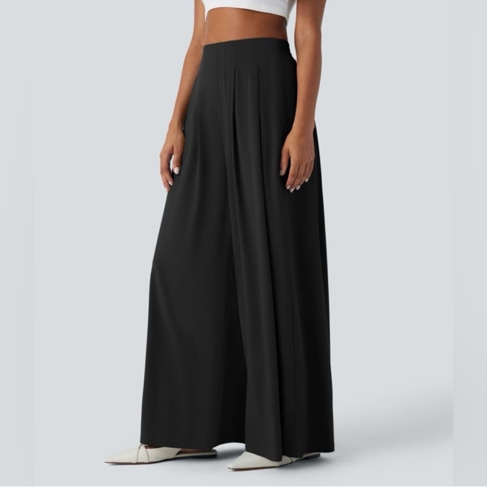 HALARA Black Wide Leg Palazzo Pants Mid rise